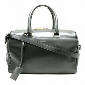 Saint Laurent Yves YSL Duffle 2way Shoulder Bag Leather Black